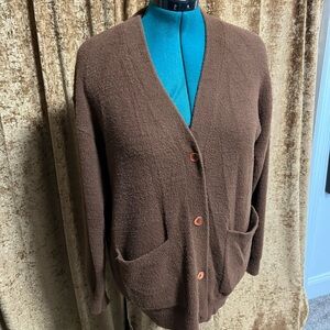 Aritzia Wilfred Free Hush Knit Cozy Oversized Brown Cardigan with Pockets